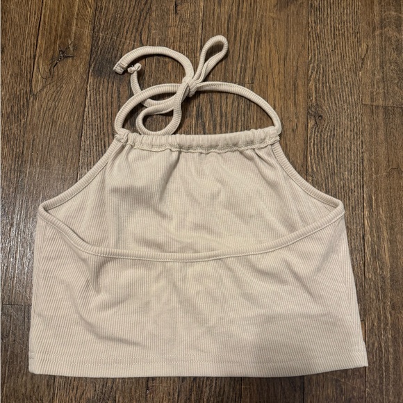 tan adjustable cropped halter tank from shein! - Picture 2 of 3